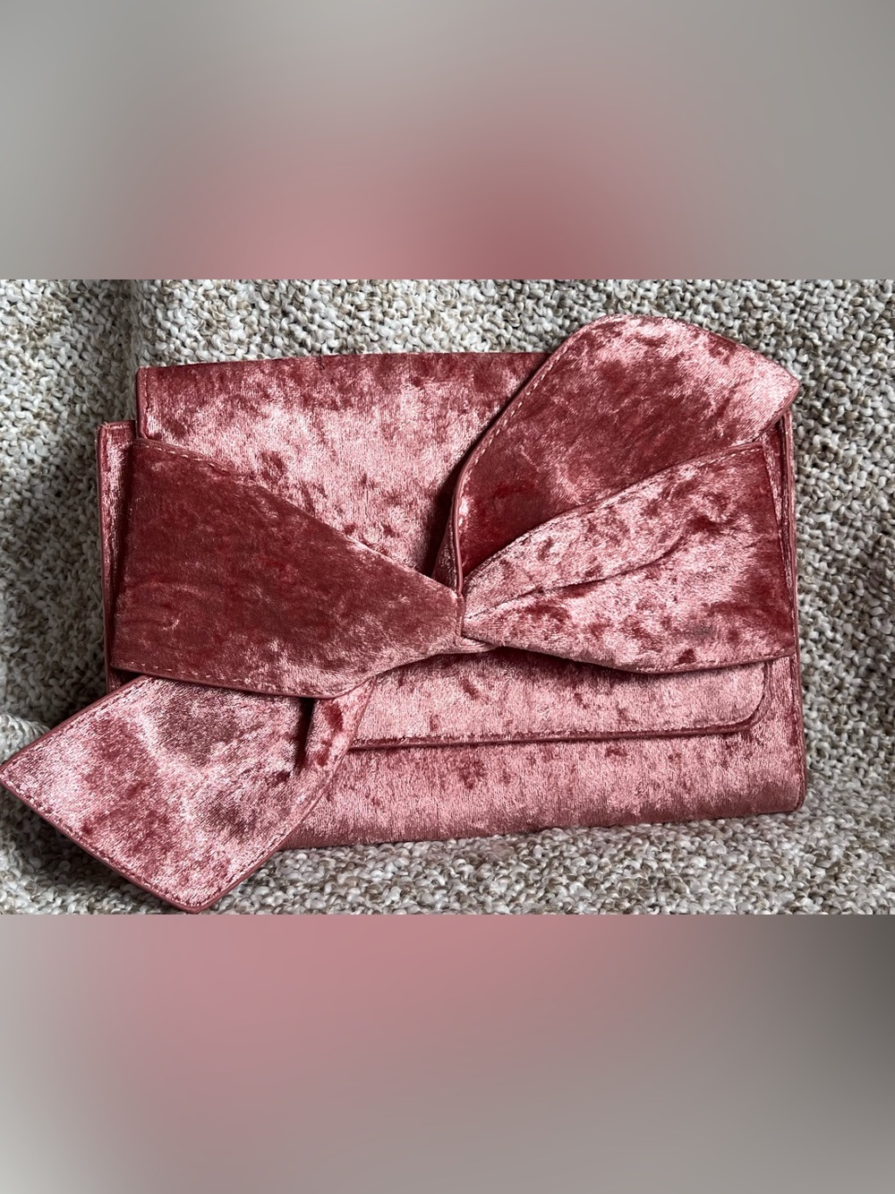 Velvet Bow Clutch in Dusty Rose by Anthropologie